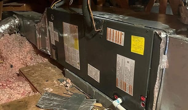 Spray Foam Insulation HVAC unit installation in crawlspace
